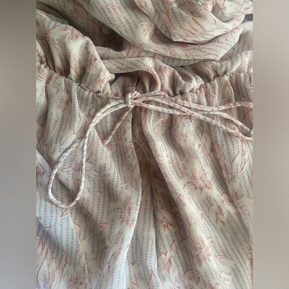 All Saints Romper Womens Sz 2 Pink Floral Rosa V Neck Long Sleeve Ruffle Button - Picture 4 of 12